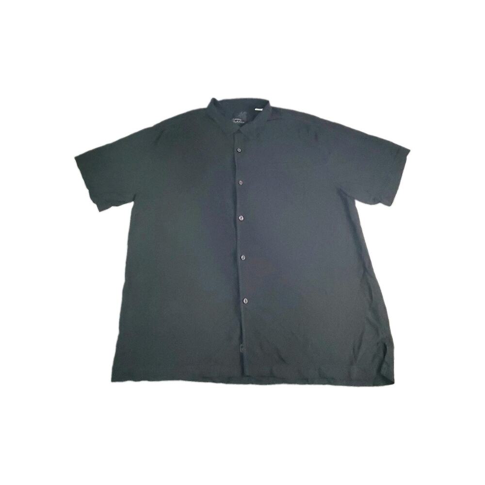Tommy Bahama Shirt Mens Sz 2XL Black Silk Original Fit Button Casual Pocket C27